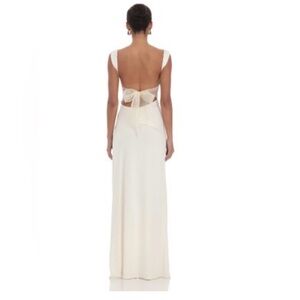 Lucy in the Sky Open Back Bow Maxi Dress in White